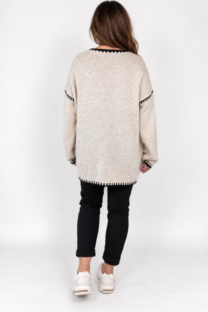 Wool Mix Veronica Lightweight Knit Jumper - Oatmeal