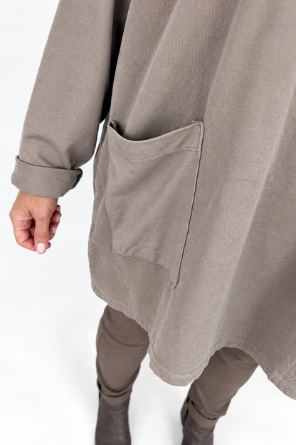 Cotton Fine Needlecord Patch Button Detail Fern Pocket Top - Mocha
