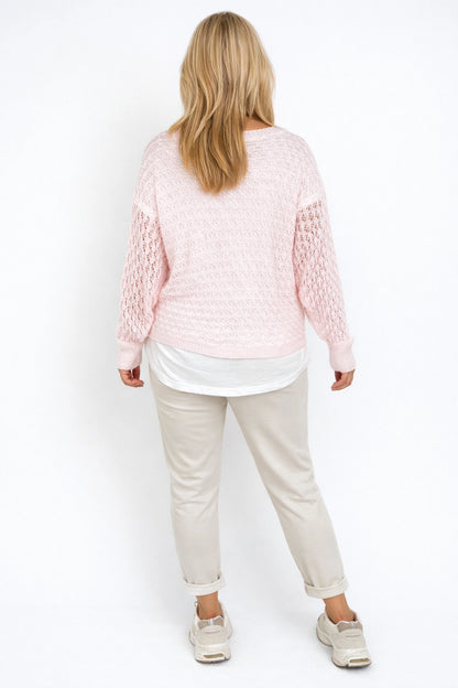 Eliza Batwing Spring Knit Crochet - Baby Pink
