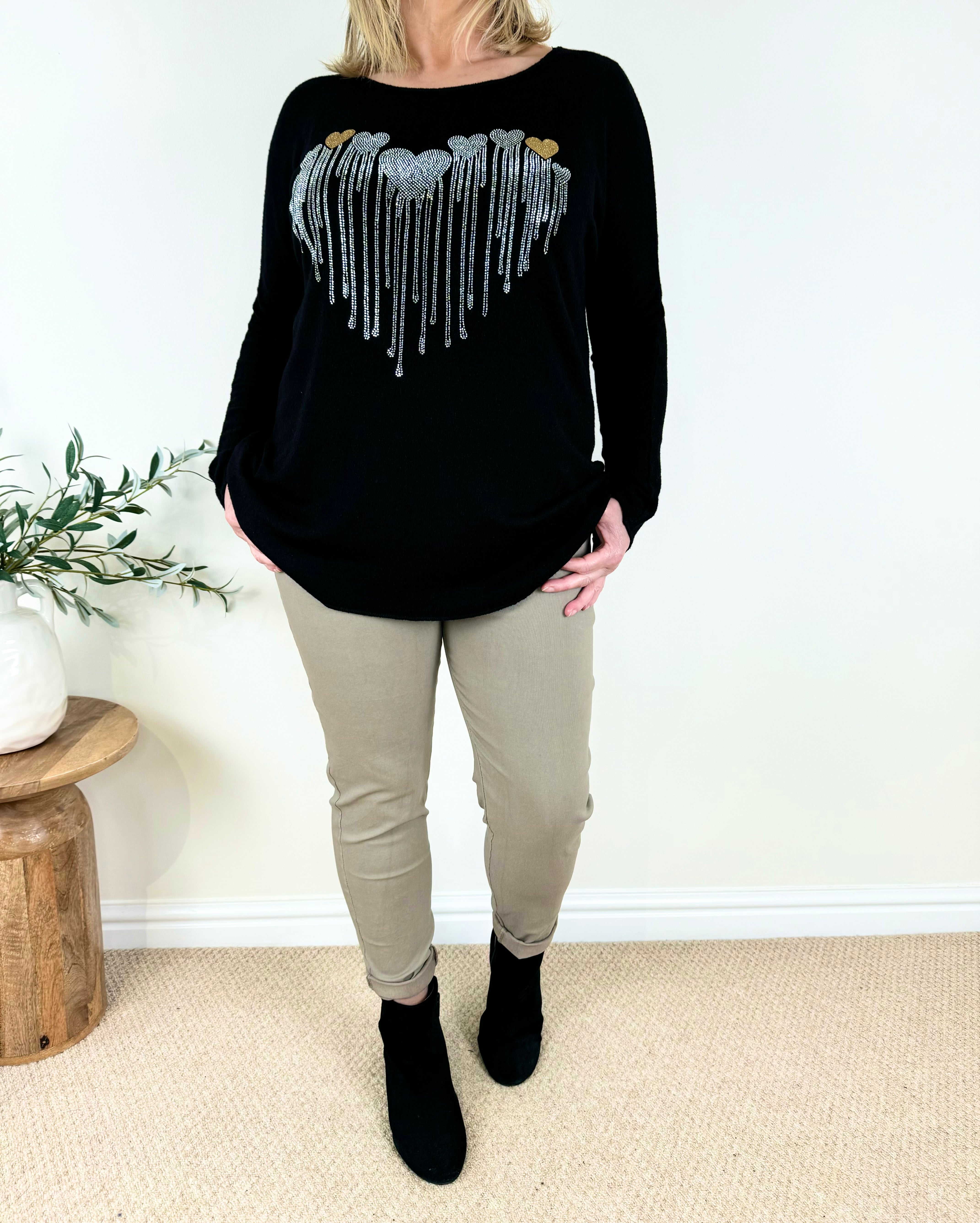 Soft Knit Diamanté Heart Ziara Top AW24