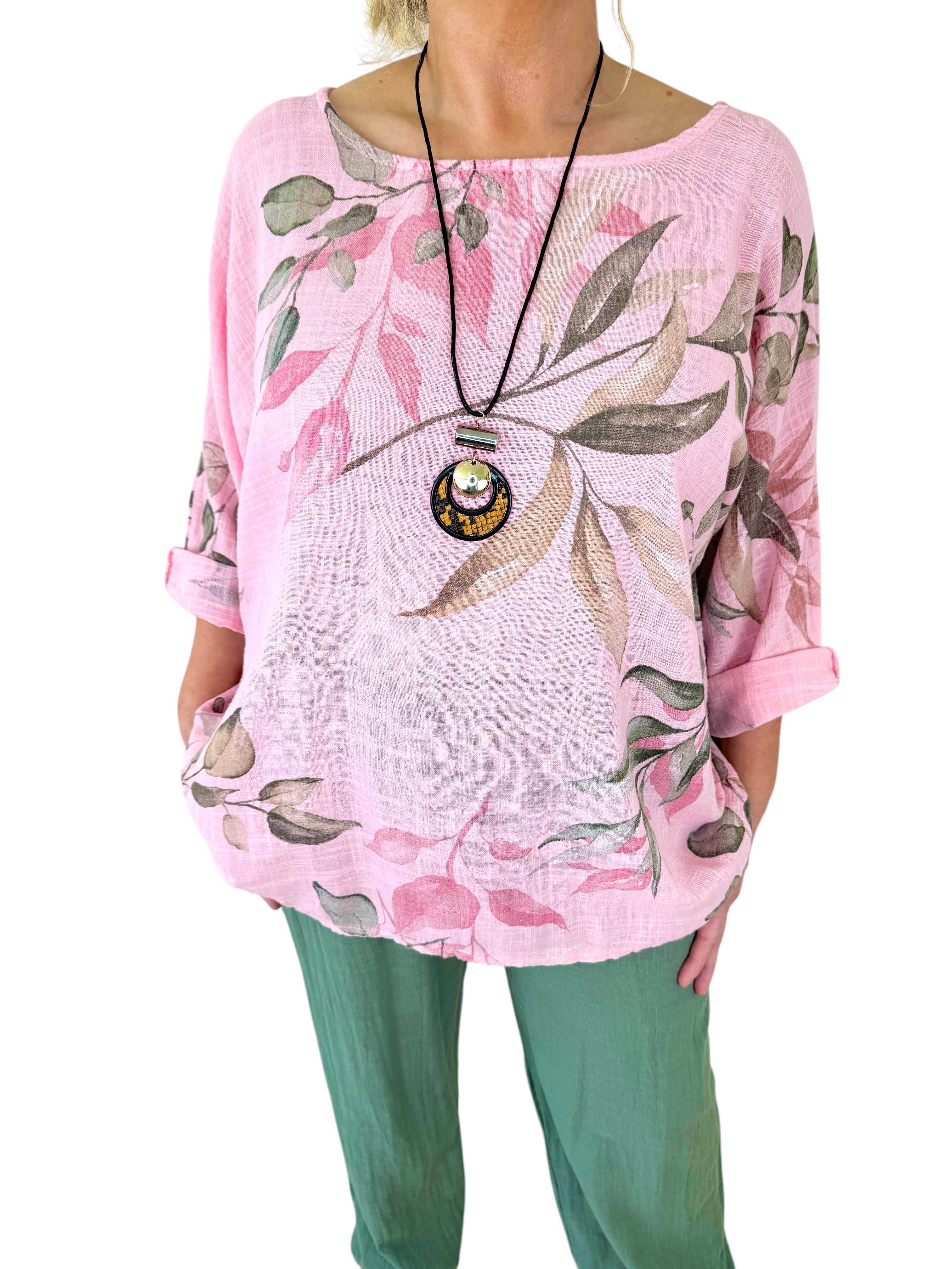 Pure Cotton Carla Necklace Top - Baby Pink