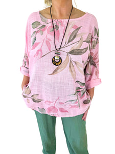 Pure Cotton Carla Necklace Top - Baby Pink