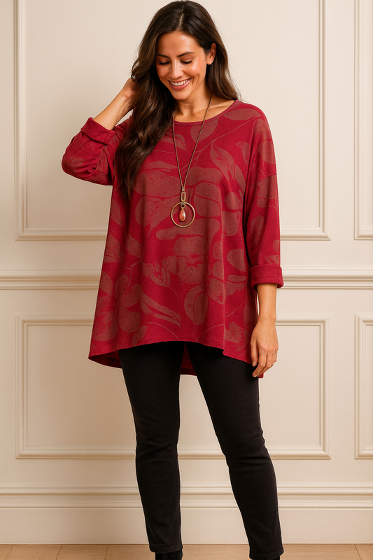 Isabella Cotton Necklace Top - Italian Red