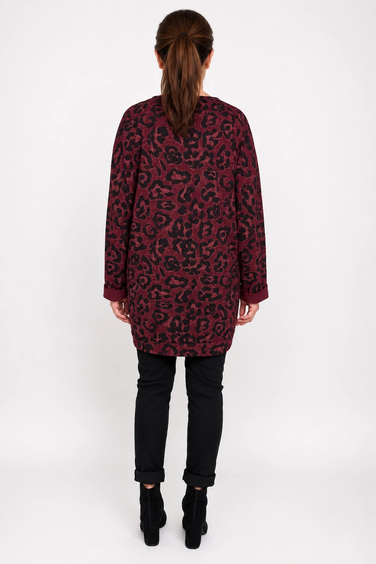 Pure Cotton Divera Leopard Top - Wine