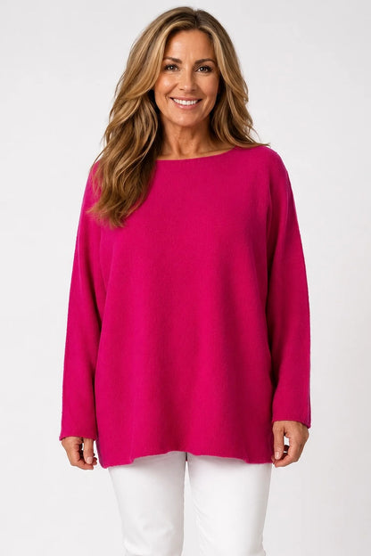 Wool Mix Seam Sleeve Venice Jumper - Electric Pink