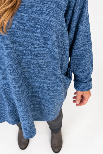 Arabella Tunic Double Pocket Necklace Top - Fleck Denim