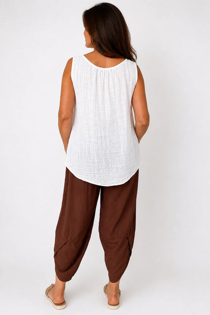 Lagen Look Double Subtle Panel Pocket Elasticated Waist Freya Pants - Desert Rust