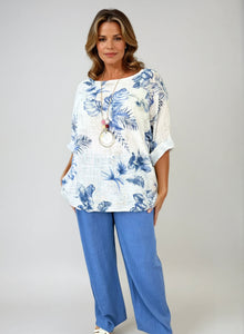 Pure Cotton Palma Necklace Top - White