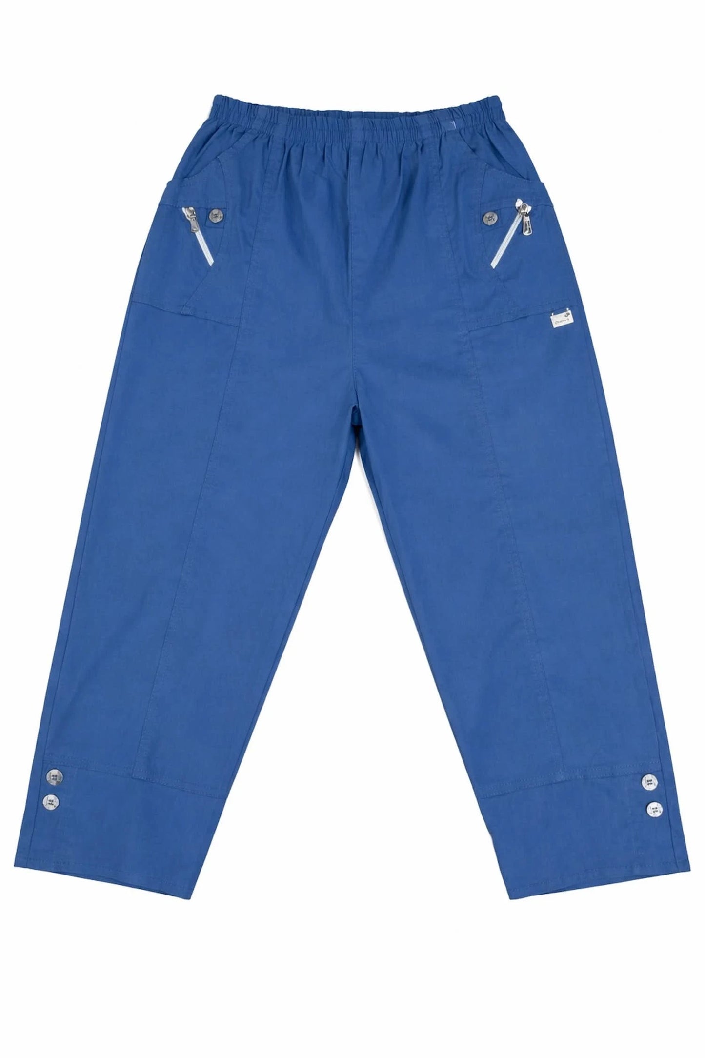 Cotton Double Zipped Pocket Cherry Berry Pants - Denim