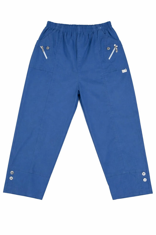 Cotton Double Zipped Pocket Cherry Berry Pants - Denim