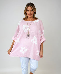 Pure Cotton Vibra Necklace Top - Baby Pink
