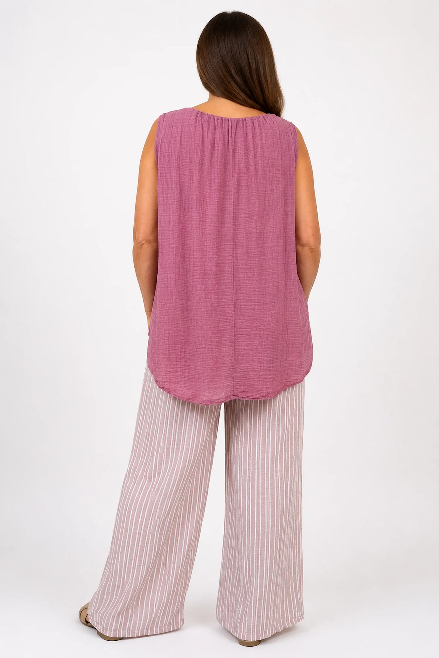 Fully Lined Cotton Italia Necklace Vest - Raspberry Ripple