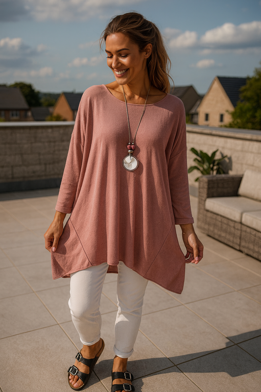 Wool Mix Freya Necklace Top - Raspberry Ripple