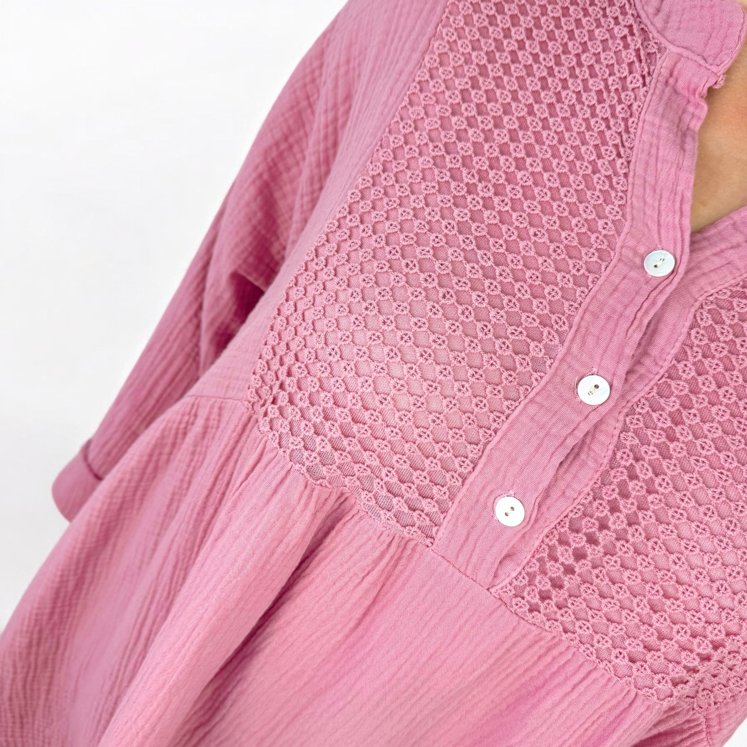 Smock Bubble Cotton Toni Shirt - Rasberry Ripple