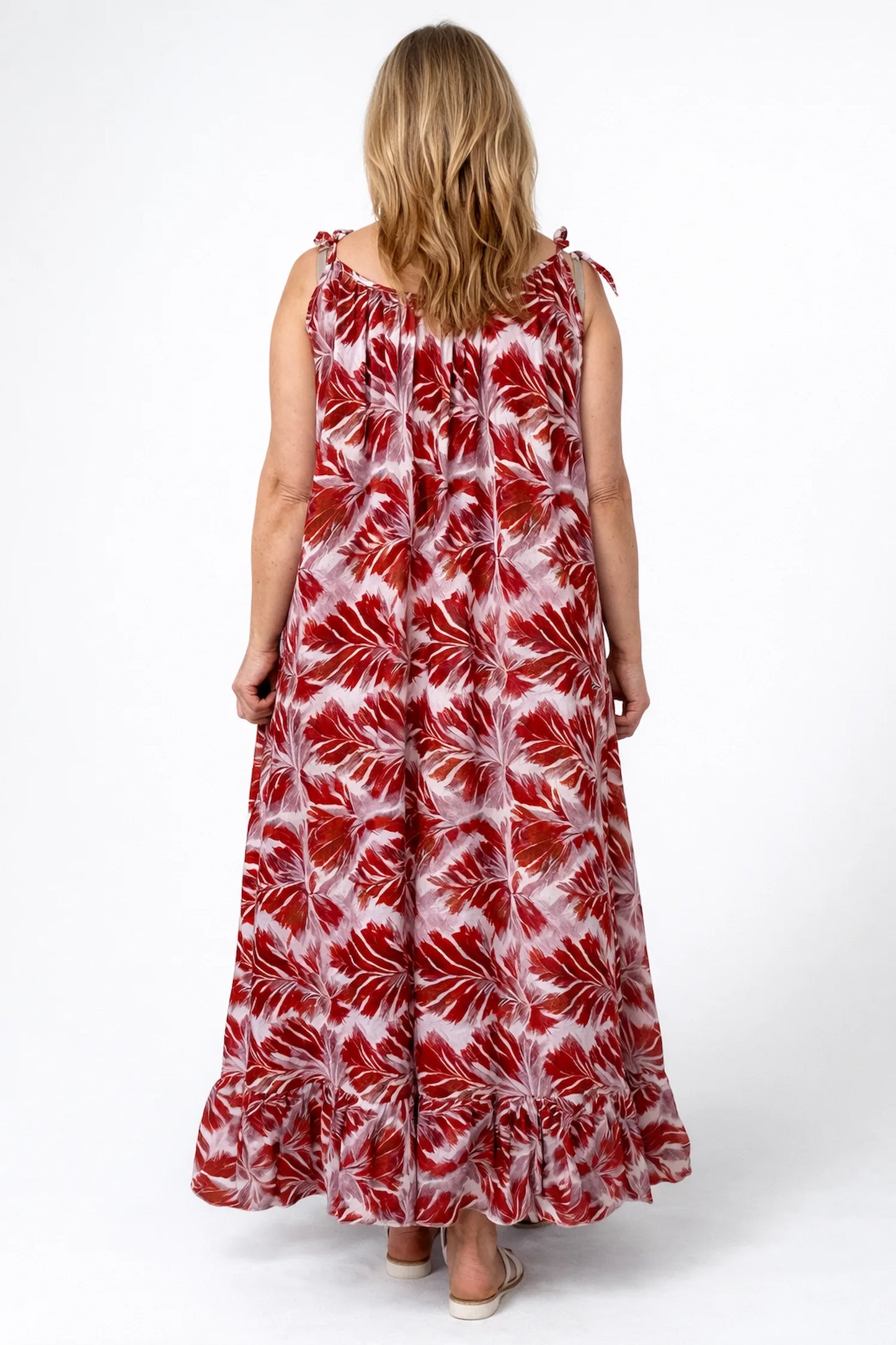 Cotton Adjustable Strap Italia Summer Breeze Maxi Dress - Italia Red