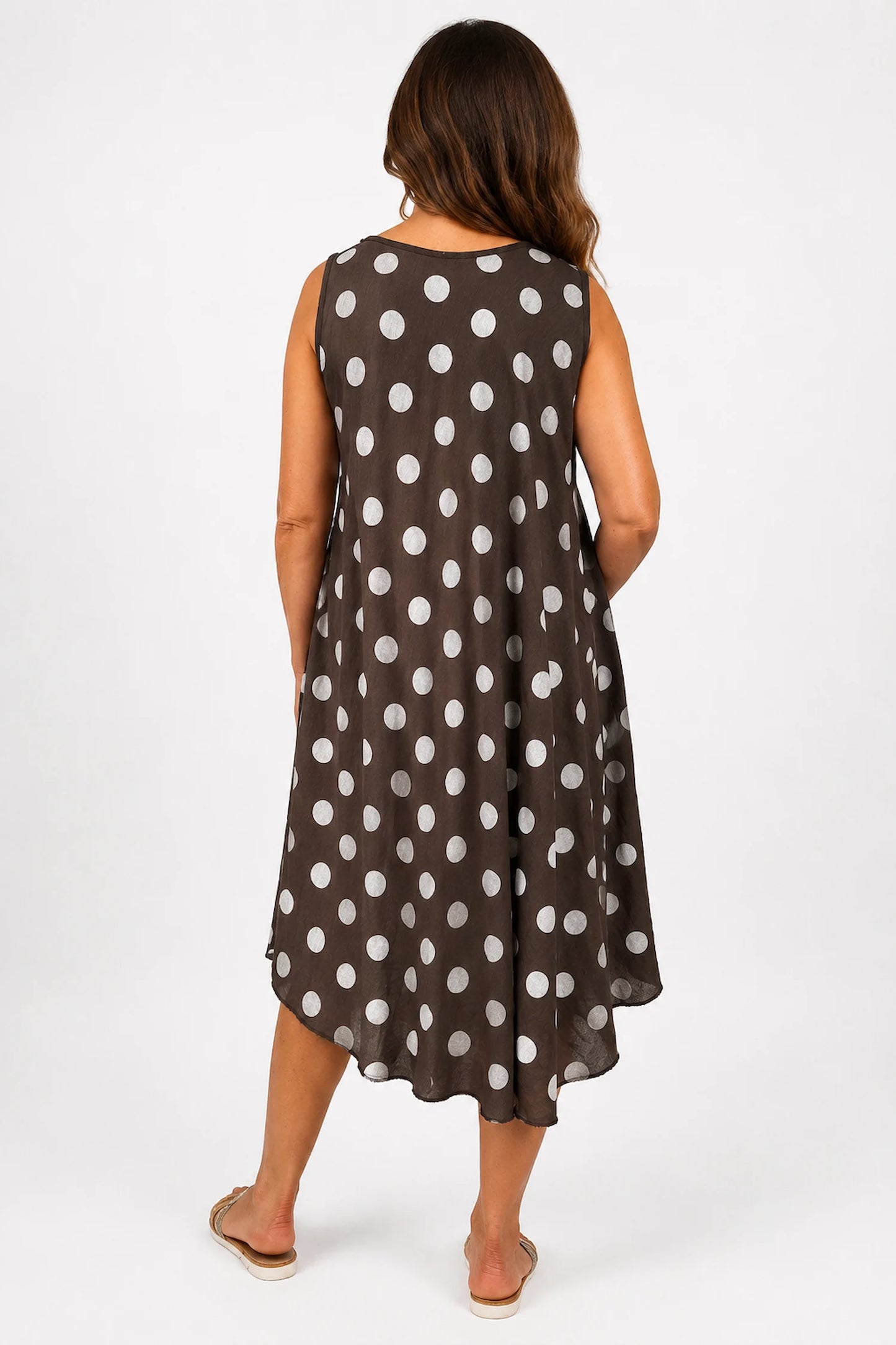 Cotton Polka Dot Verity Dress - Chocolate