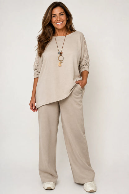 Double Pocket Drawstring Waist Carli Everyday Pants - Beige