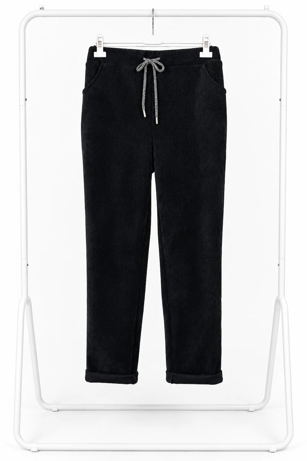 Chenille Double Pocket Bellia Pants - Black