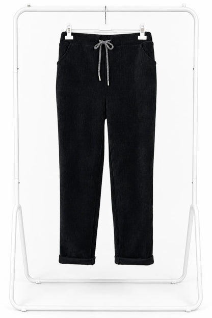 Chenille Double Pocket Bellia Pants - Black