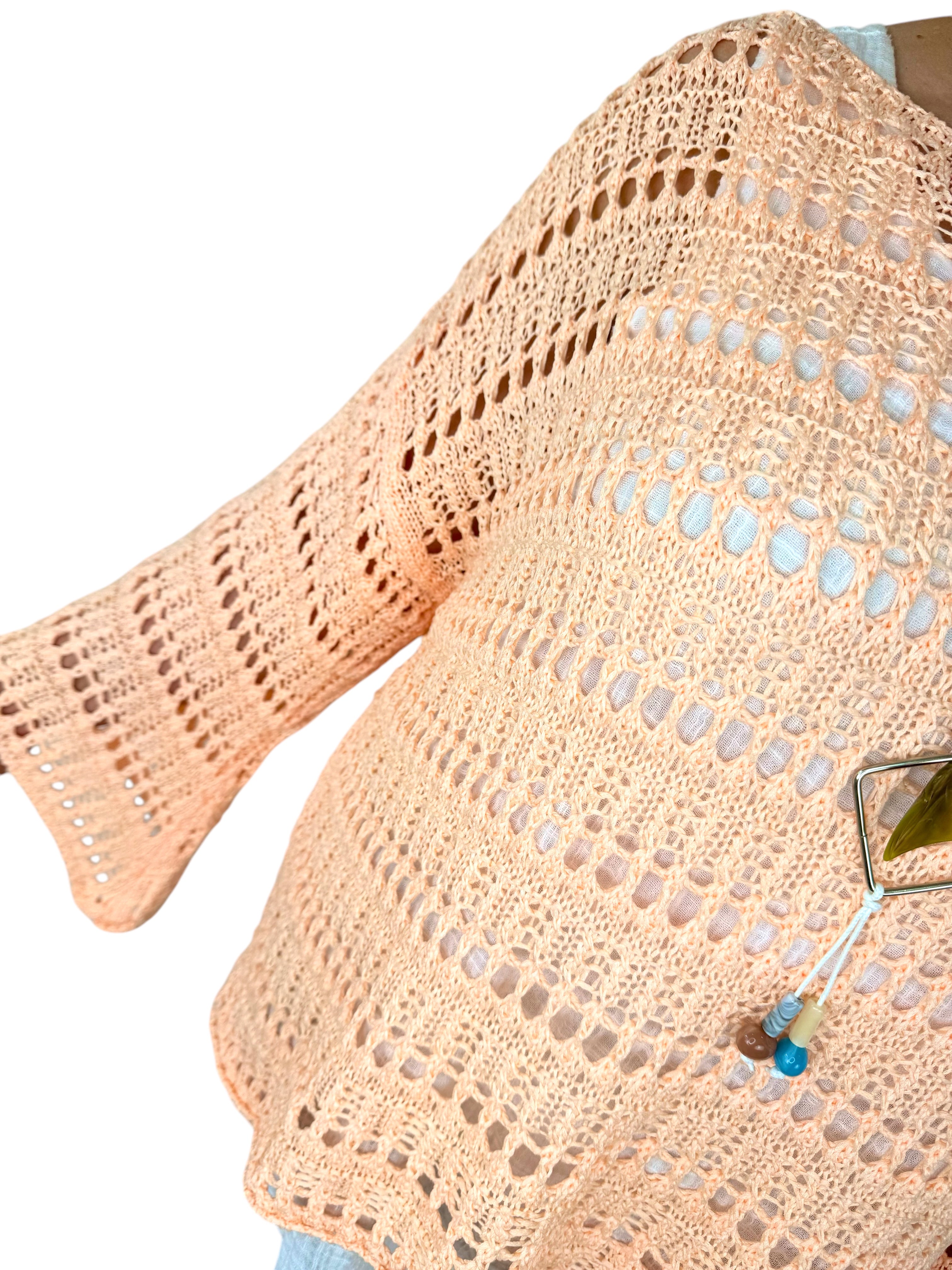 Arilla Crochet Top - Peach