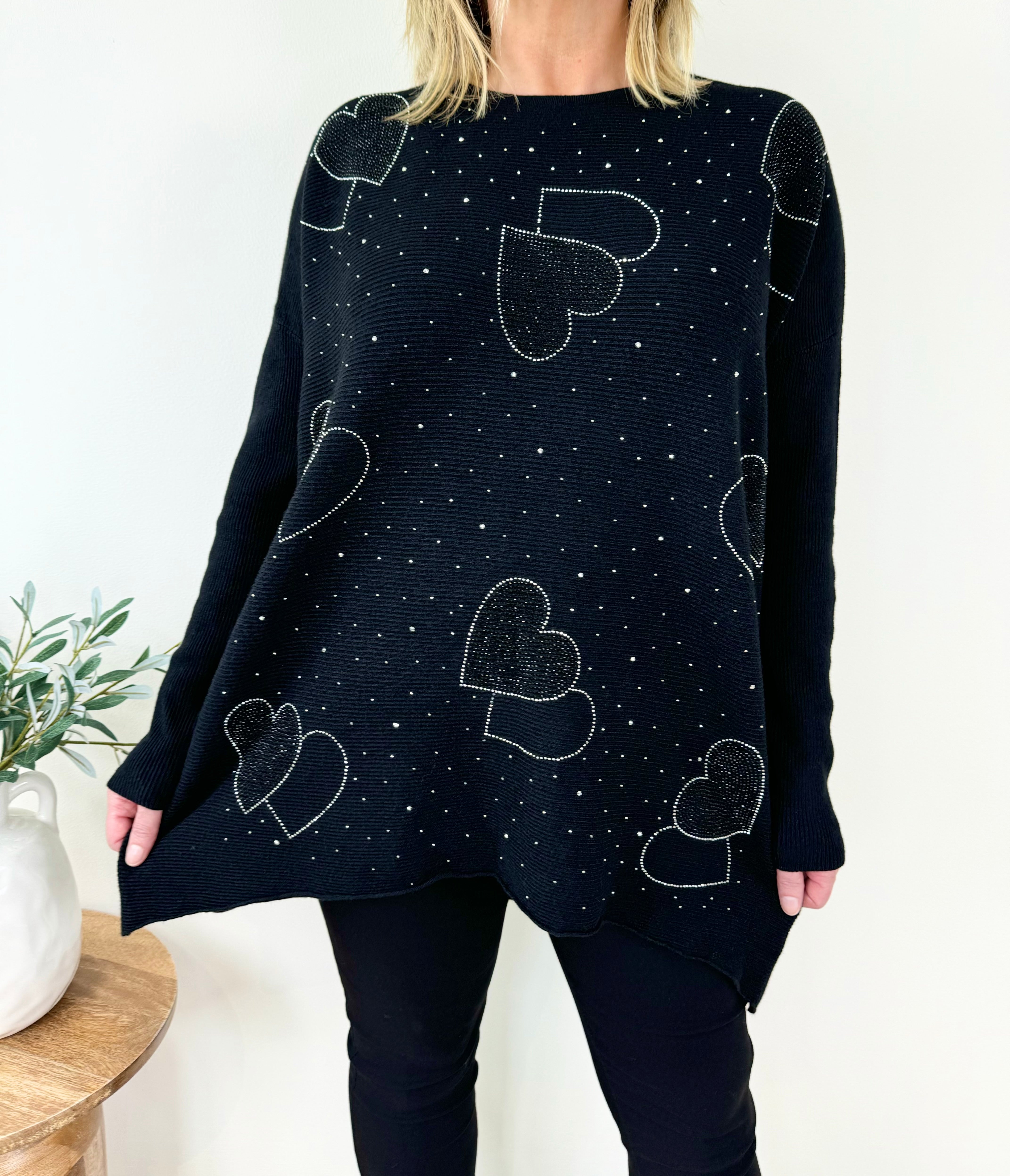 Diamanté Heart Suzi Knit Jumper AW24