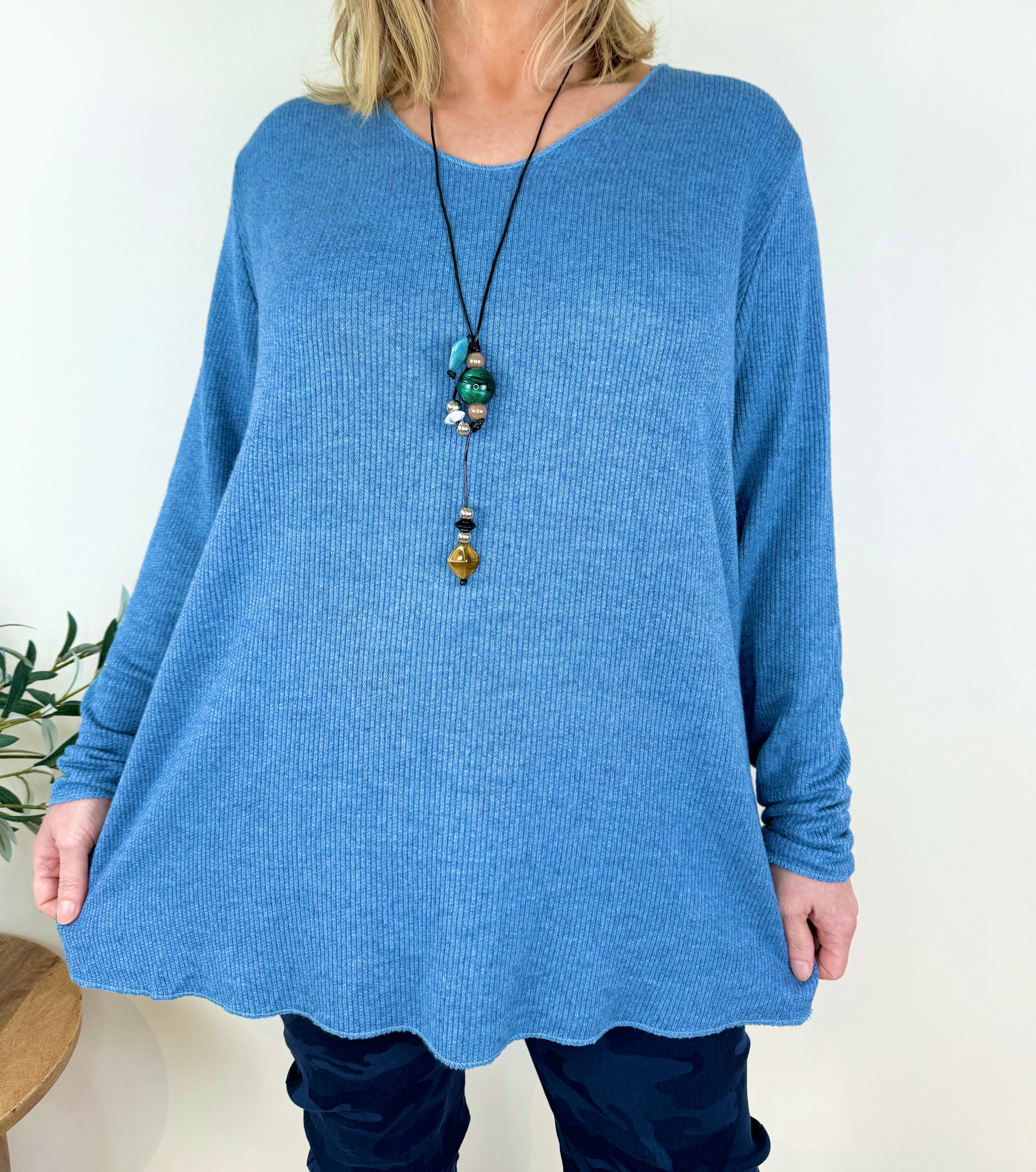 Ribbed Knit Wool Mix Alessia Necklace Top AW24