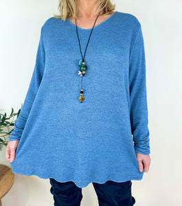 Ribbed Knit Wool Mix Alessia Necklace Top AW24