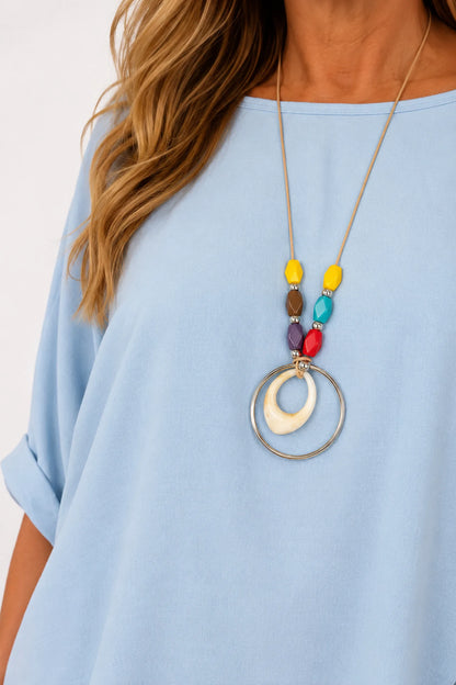 Lightweight Flow Telisa Necklace Top - Baby Blue