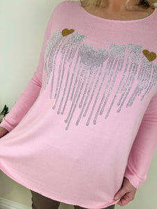 Soft Knit Diamanté Heart Ziara Top AW24