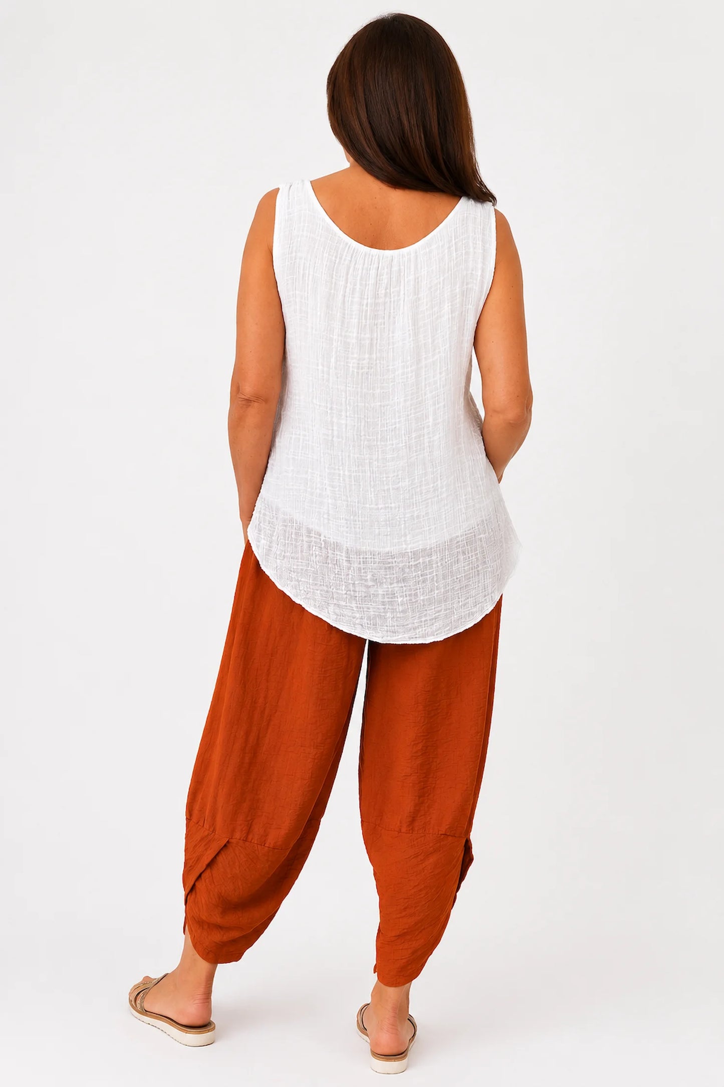 Lagen Look Double Subtle Panel Pocket Elasticated Waist Freya Pants - Sunset