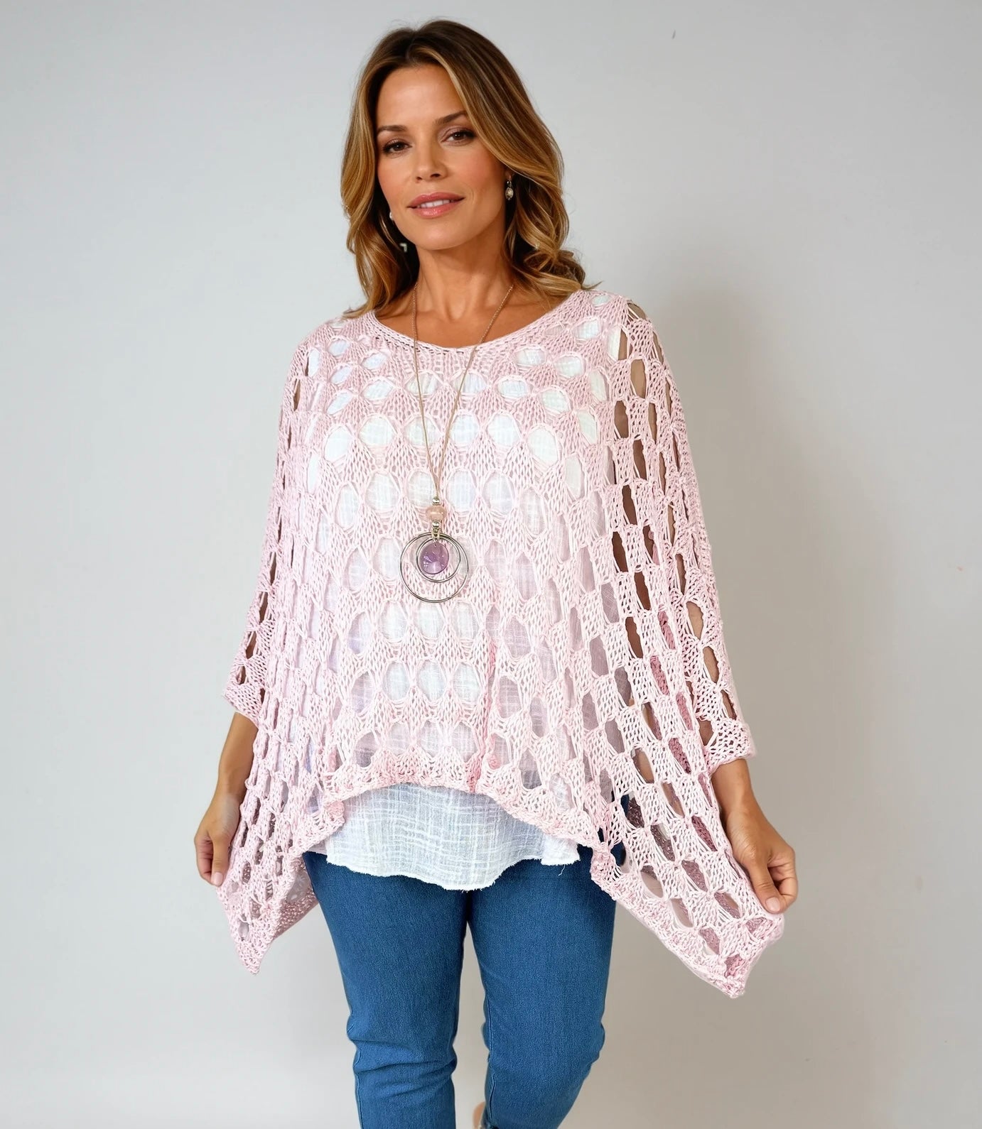 Batwing Varsia Crochet - Baby Pink