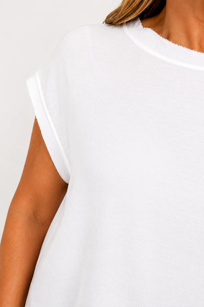 Sara Lightweight Flow Cap Sleeve Top - White