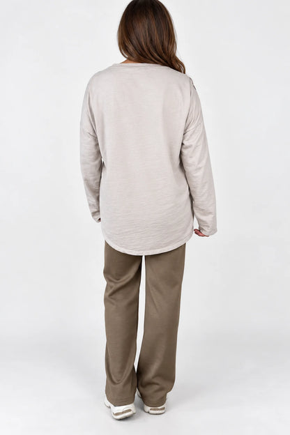 Seam Front Double Pocket Drawstring Waist Francis Everyday Pants - Mocha