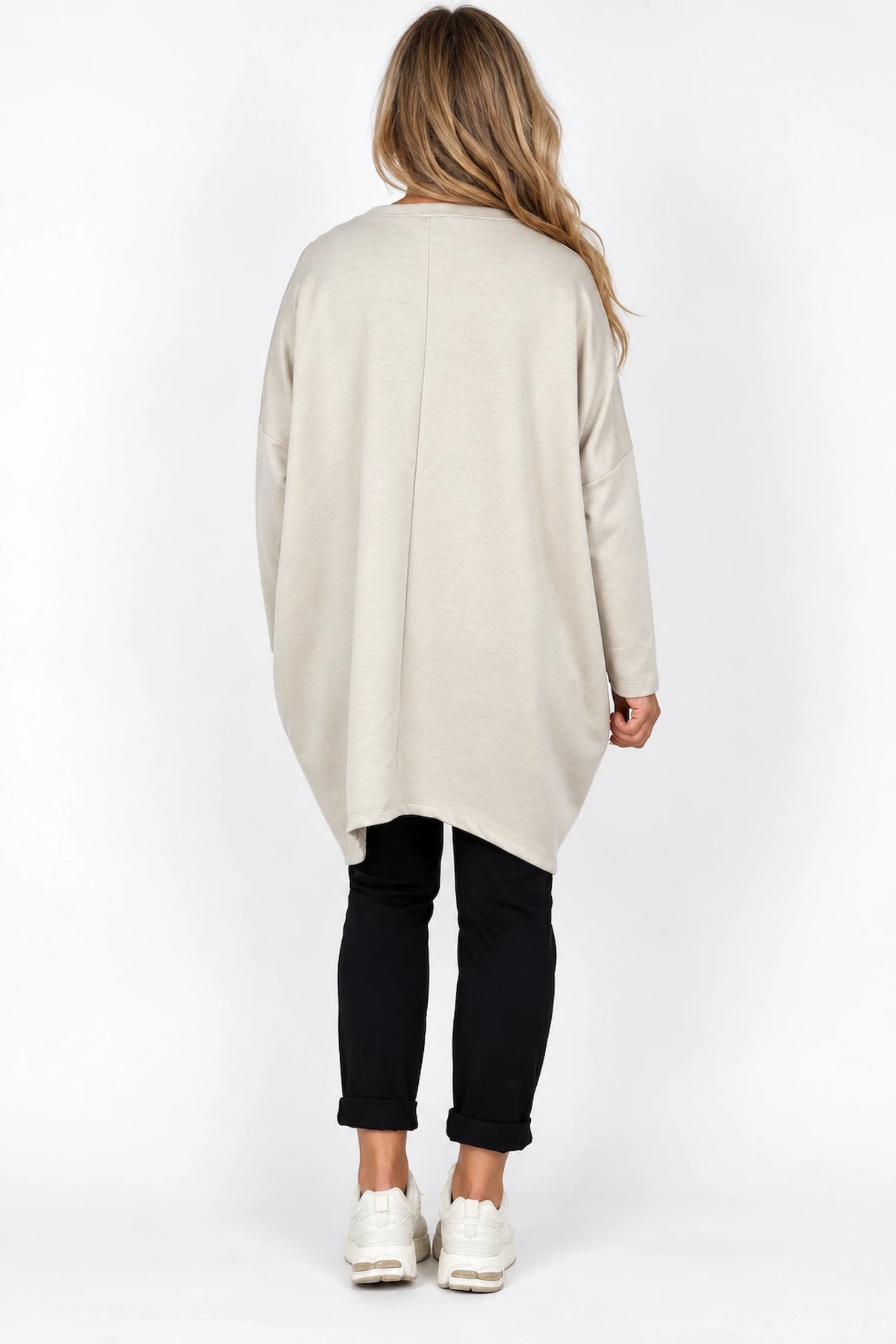 Zipped Hem Badge Detail Double Pocket Lorrie Top - Beige