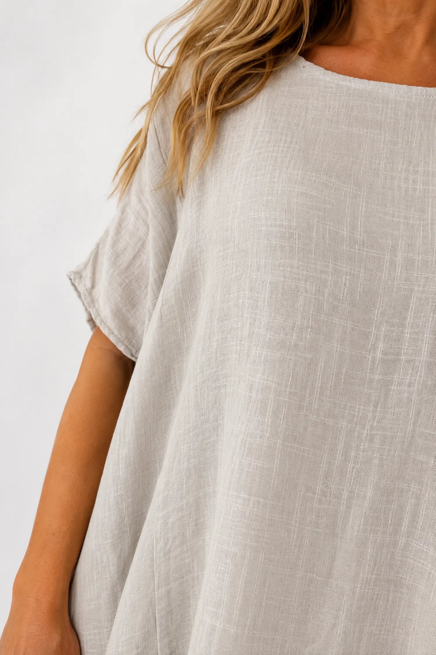 Pure Cotton Double Pocket Coté Tunic Top - Beige