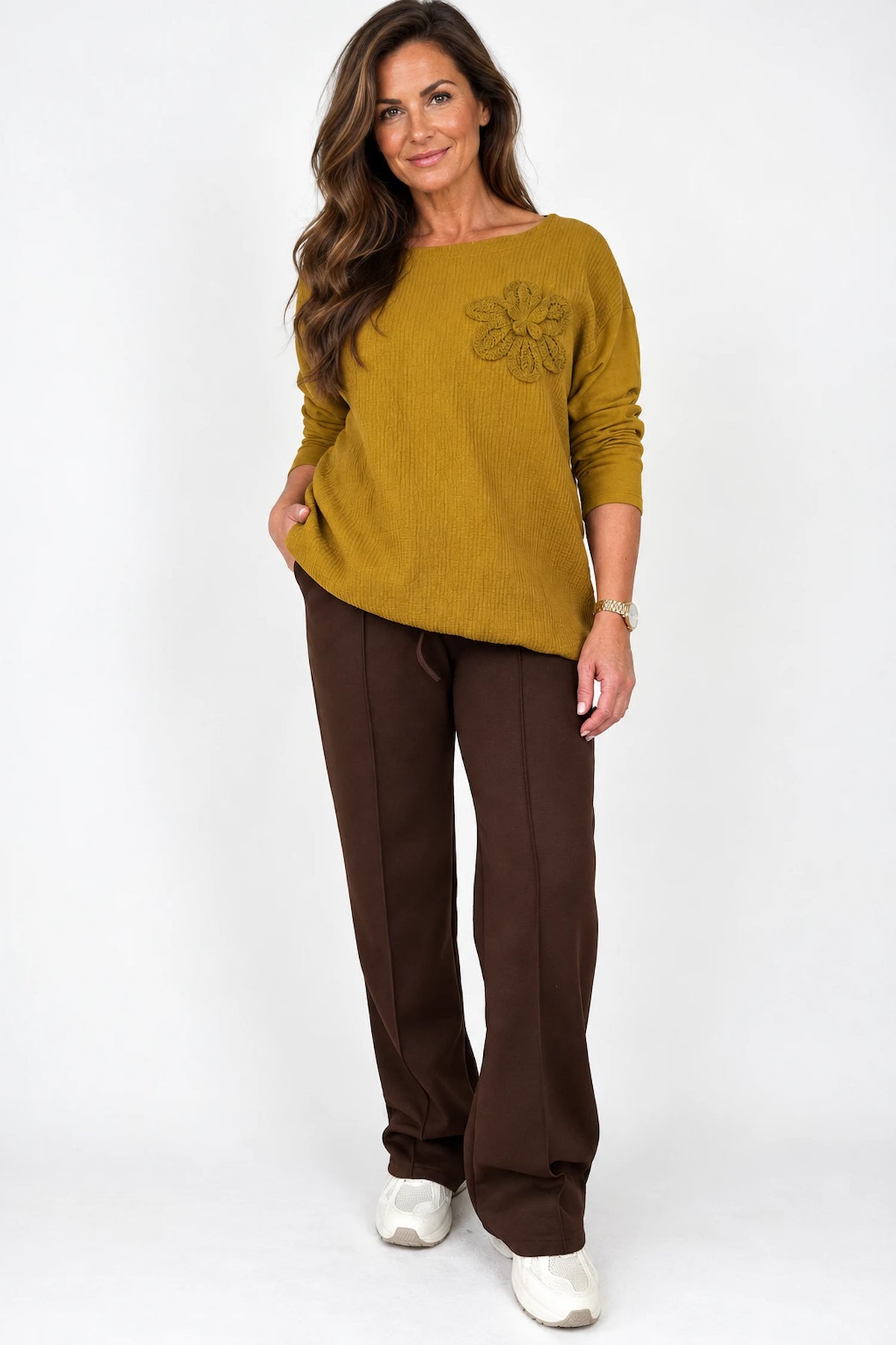 Seam Front Double Pocket Drawstring Waist Francis Everyday Pants - Chocolate