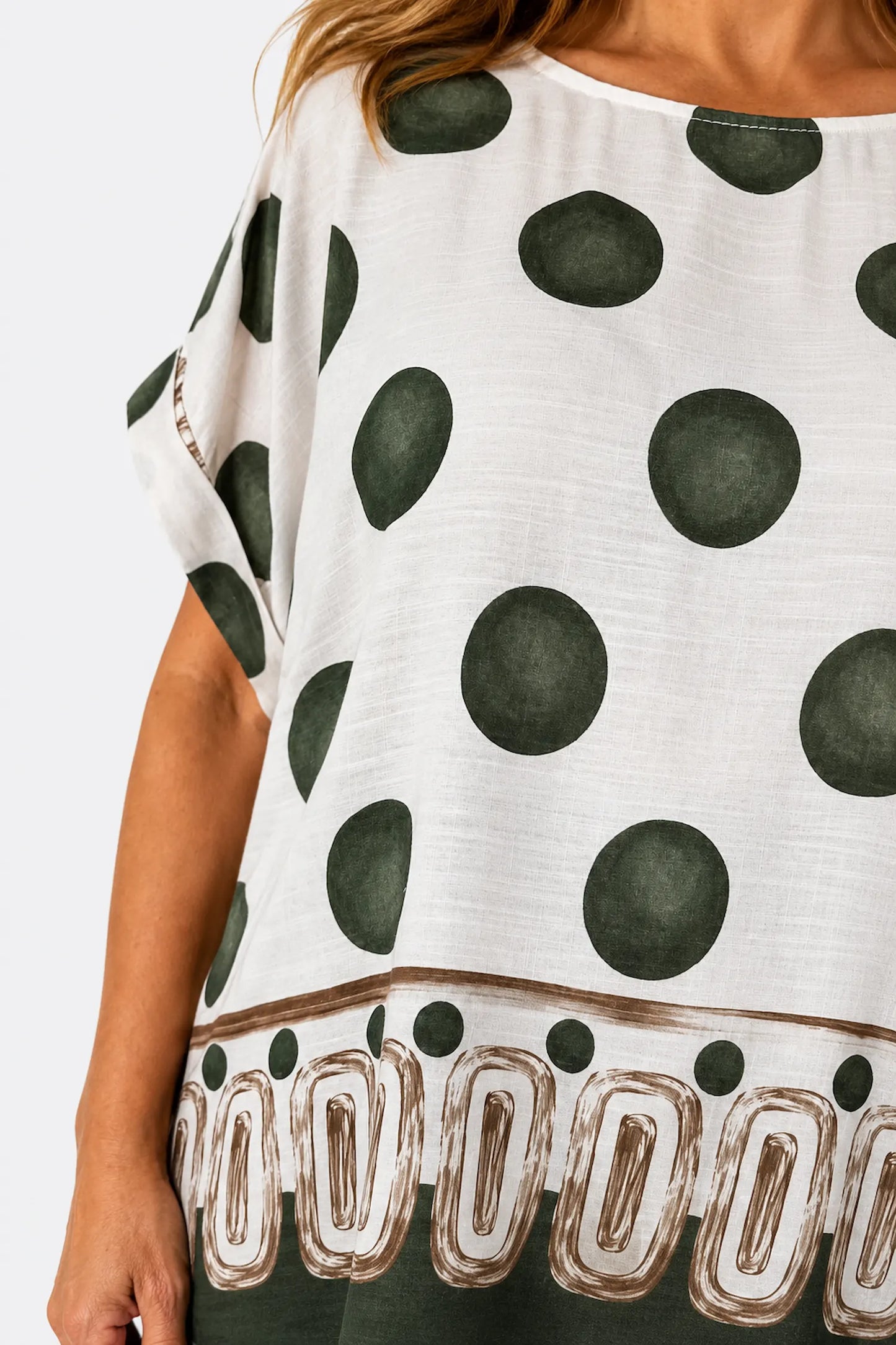 Lightweight Spotted Elizabeth Top - Khaki