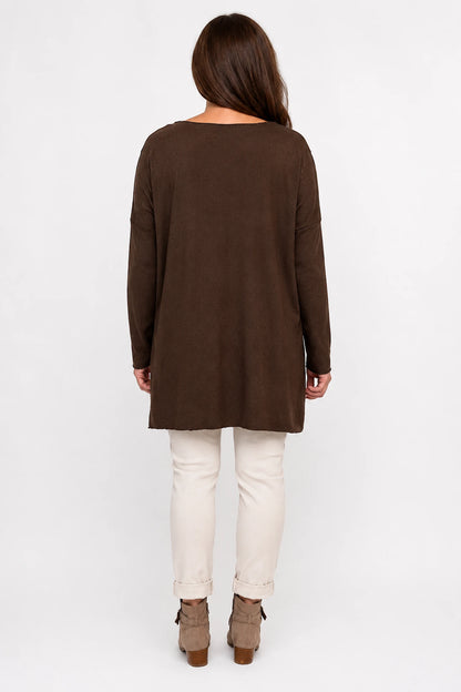 Wool Mix Soft Knit Cassi Top - Chocolate