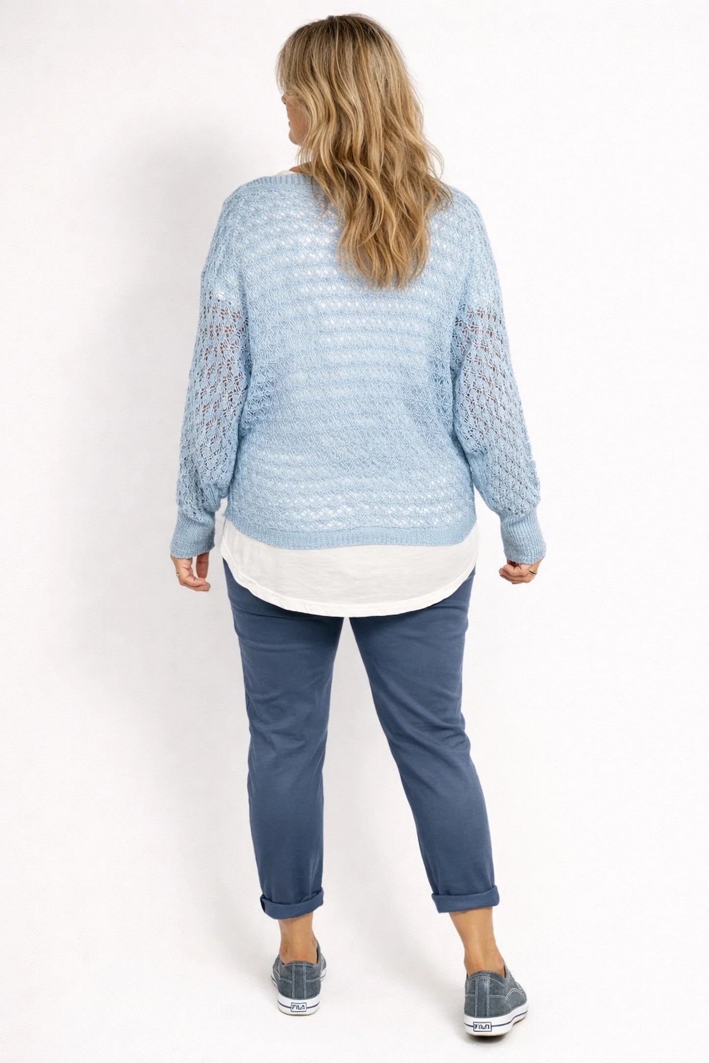 Eliza Batwing Spring Knit Crochet - Baby Blue