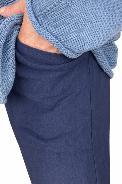 Lagen Look Double Subtle Panel Pocket Elasticated Waist Freya Pants - Navy