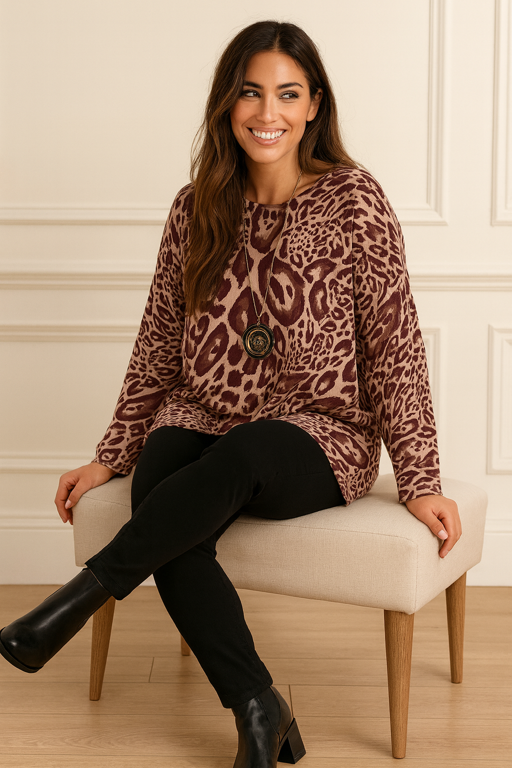 Premium Stitch Devala Necklace Top - Wine