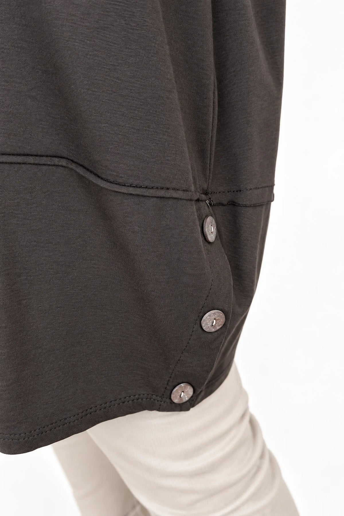 Cotton Button Side Maya Top - Chocolate