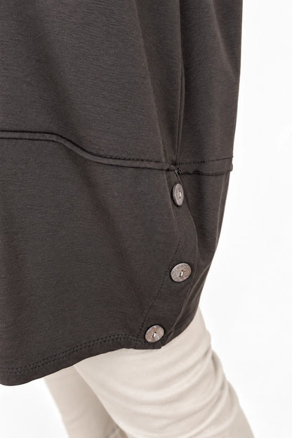 Cotton Button Side Maya Top - Chocolate