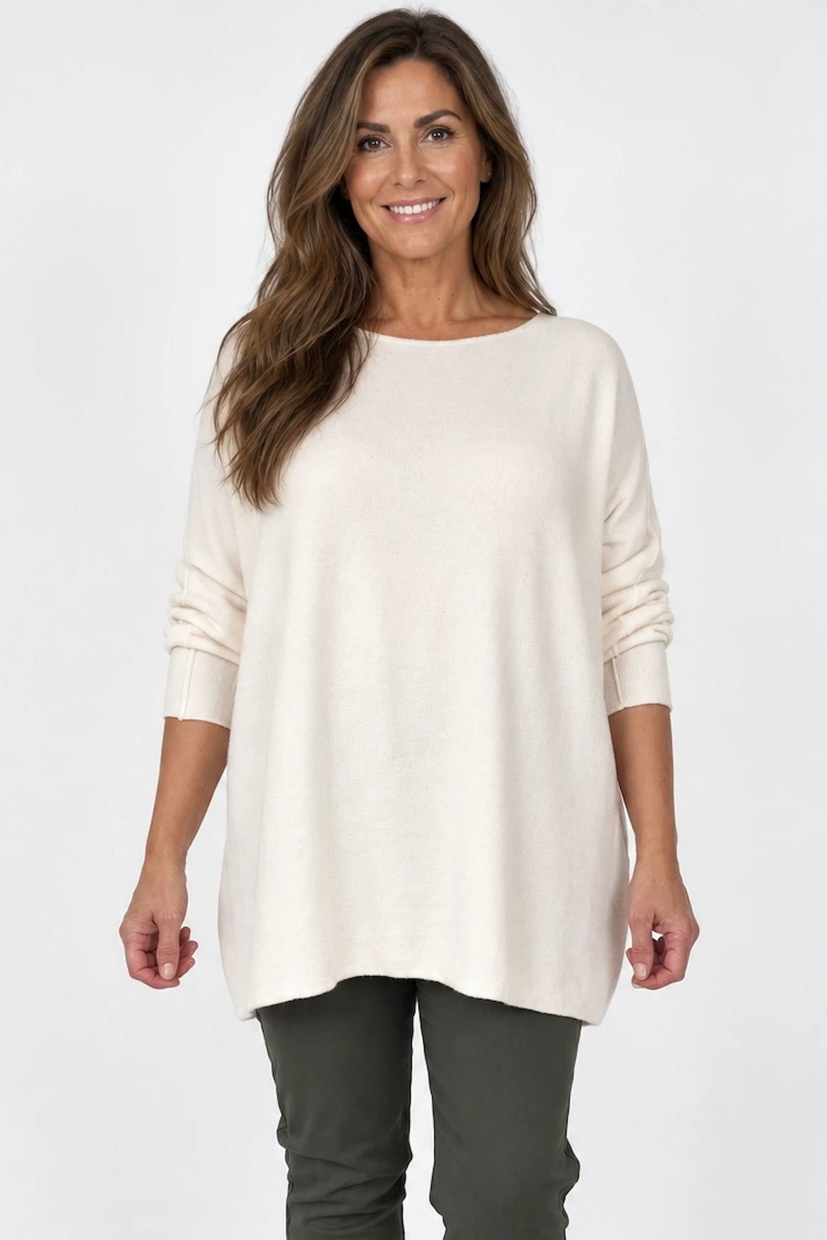 Wool Mix Seam Sleeve Venice Jumper - Cream