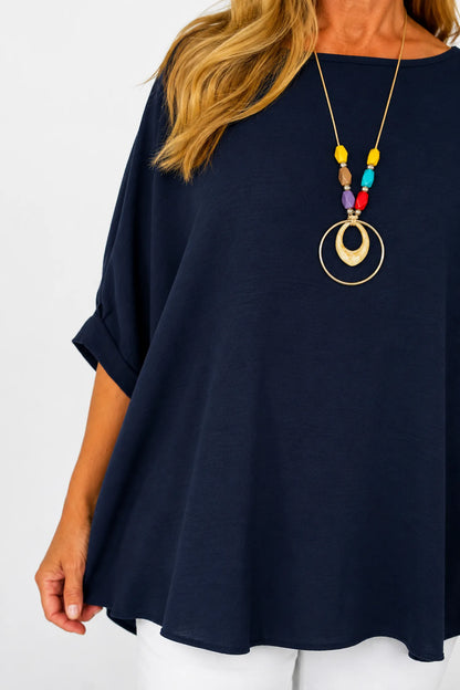 Lightweight Flow Telisa Necklace Top - Navy