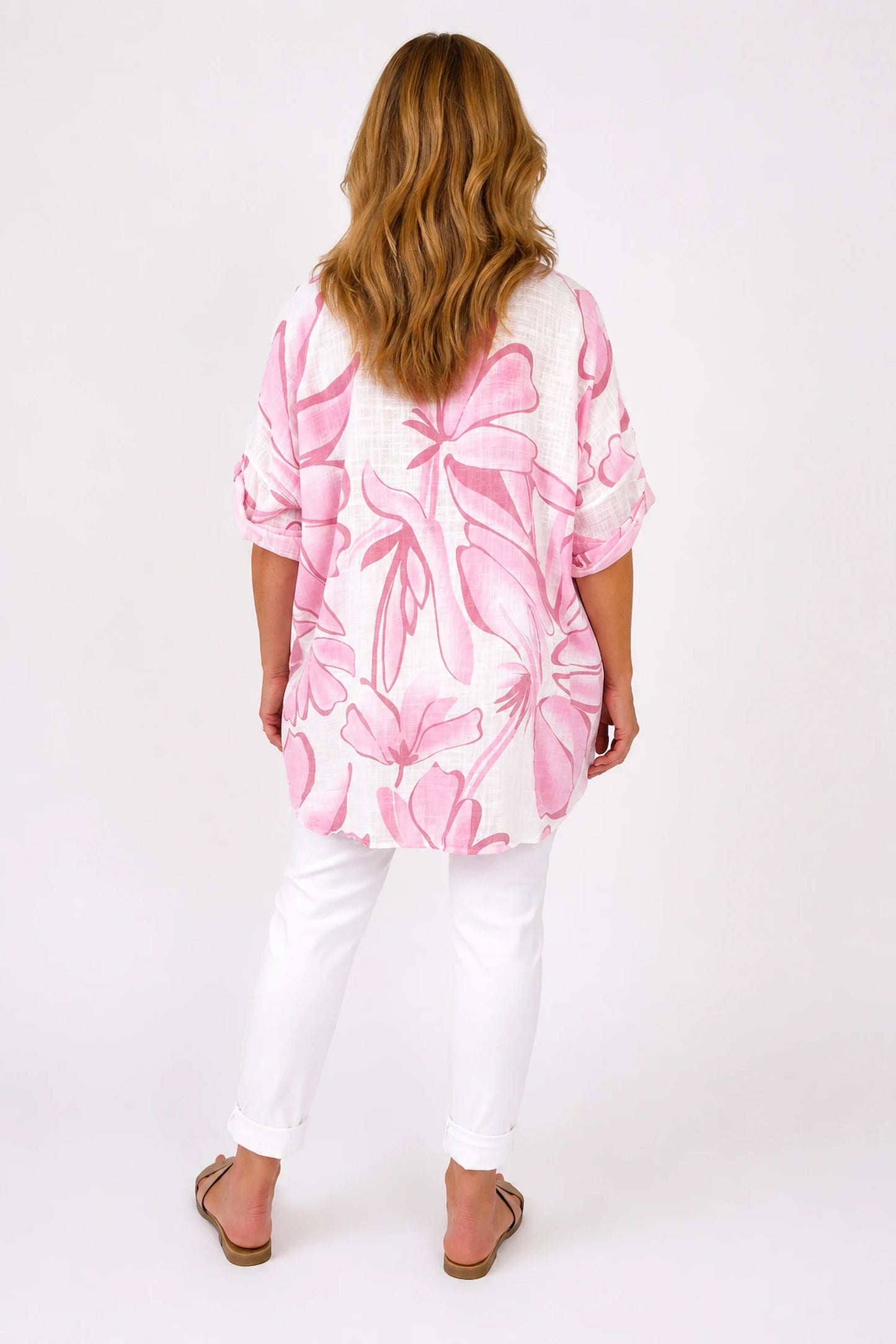 Pure Cotton Button Sleeve Milano Button Shirt - Summer Pink