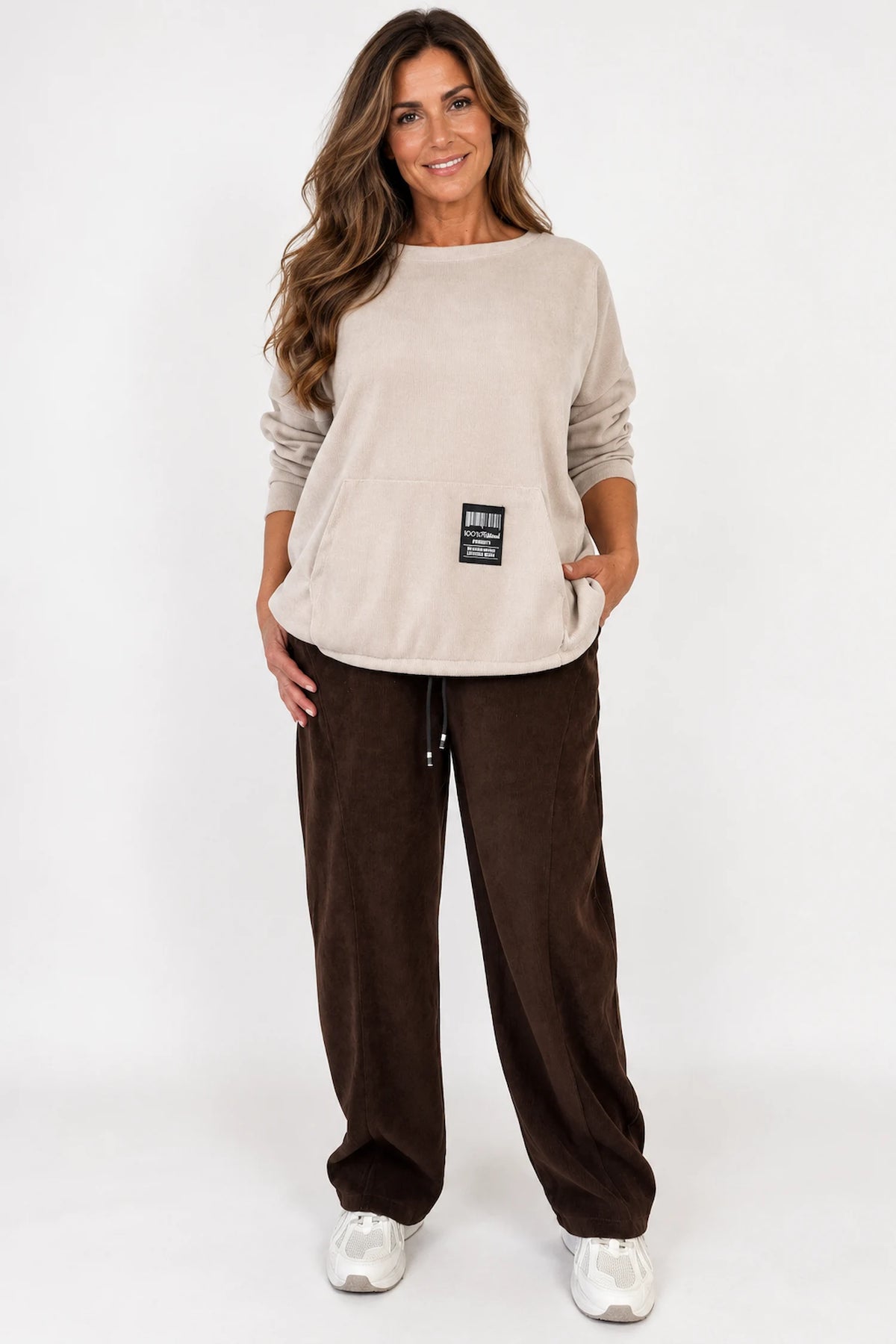 Chenille Seam Front Double Pocket Carletta Pant - Chocolate