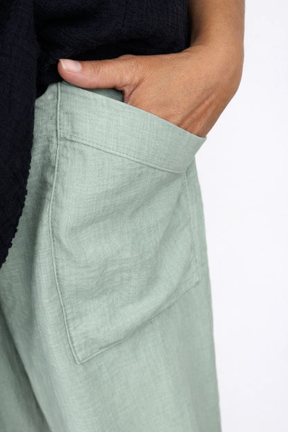 Lagen Look Double Subtle Panel Pocket Elasticated Waist Freya Pants - Sage