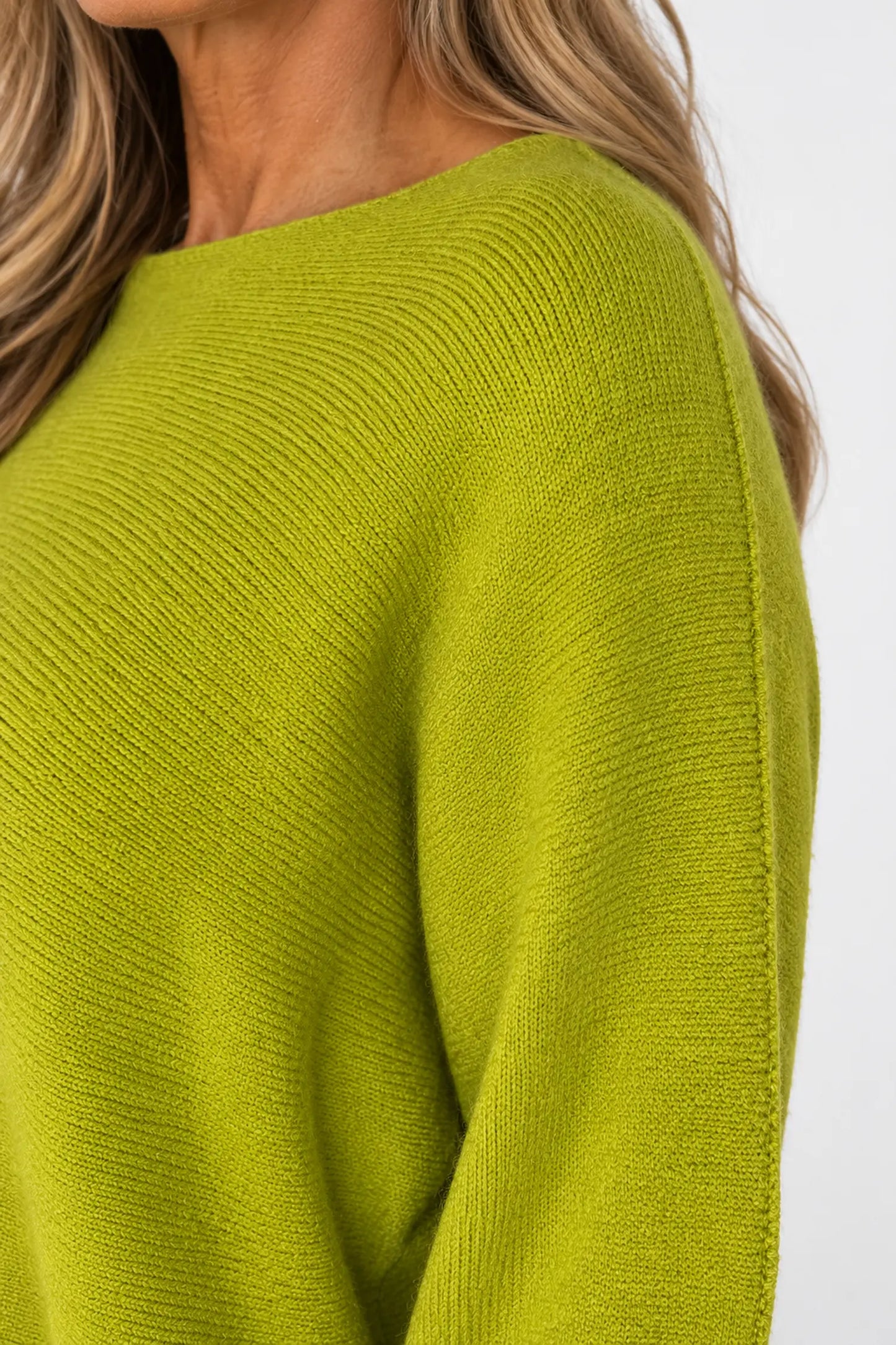 Wool Mix Seam Sleeve Venice Jumper - Lime