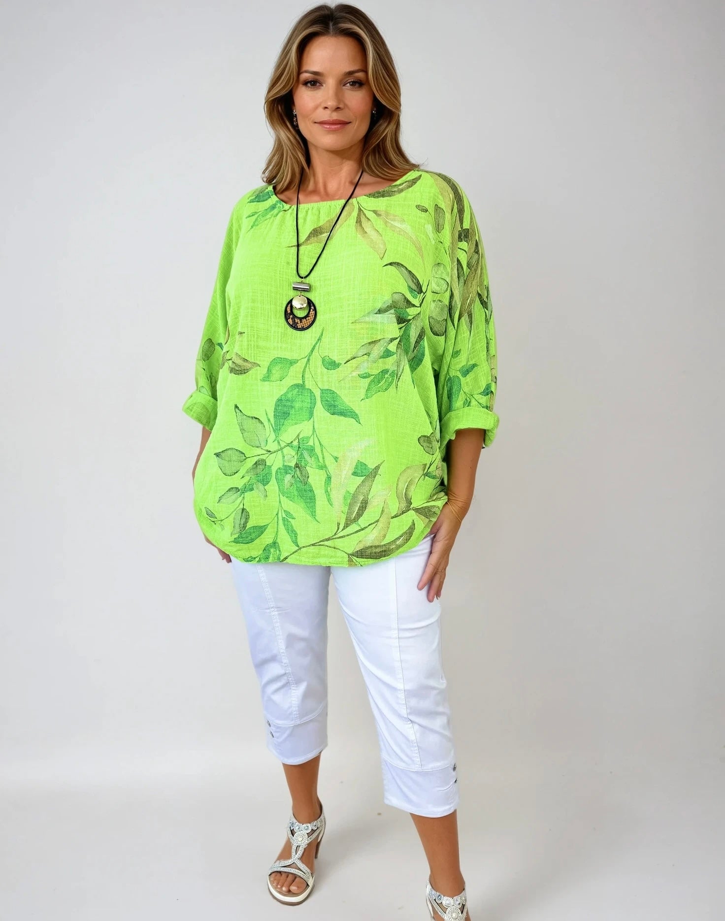 Pure Cotton Carla Necklace Top - Apple Green